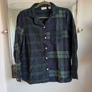 L. L. Bean green and blue pajama top